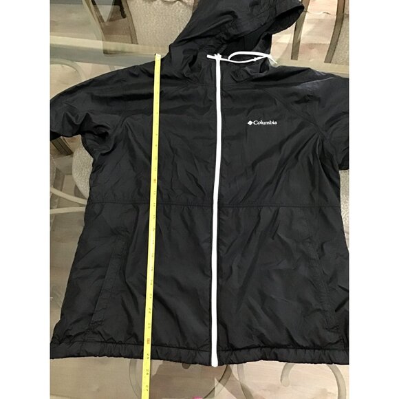 Columbia Black Hooded Lightweight Jacket Zip Front & Drawstring Size L - Picture 4 of 6